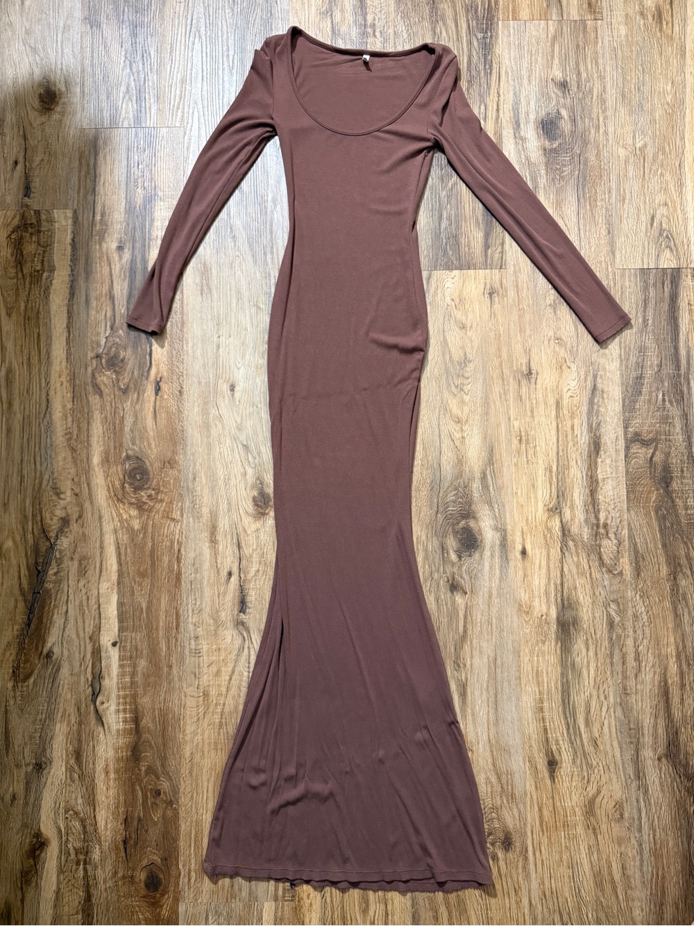 Brown Long Sleeve Bodycon Maxi Dress Size Small